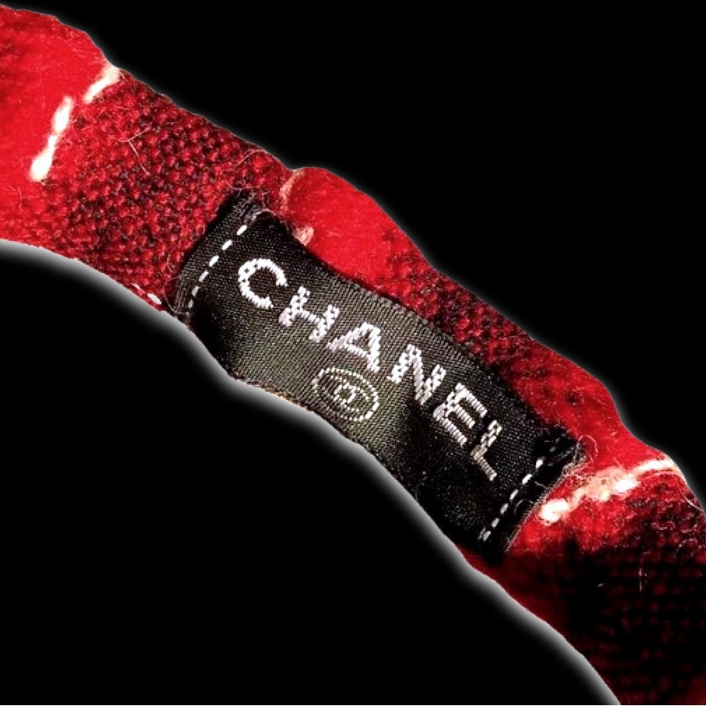 Vintage CHANEL Red and Black Orylag Rabbit Fur Earmuffs RedBlack - Picture 5 of 16